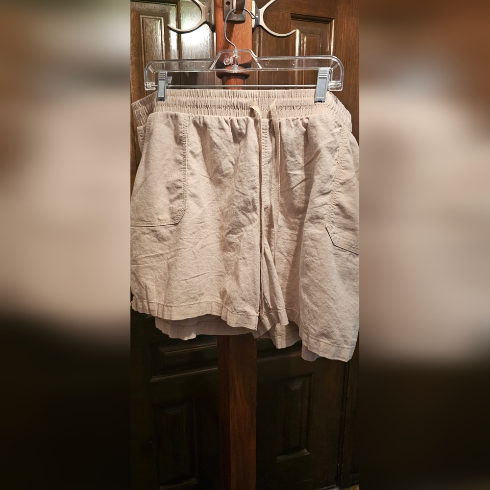 Neutral Beige Drawstring Shorts